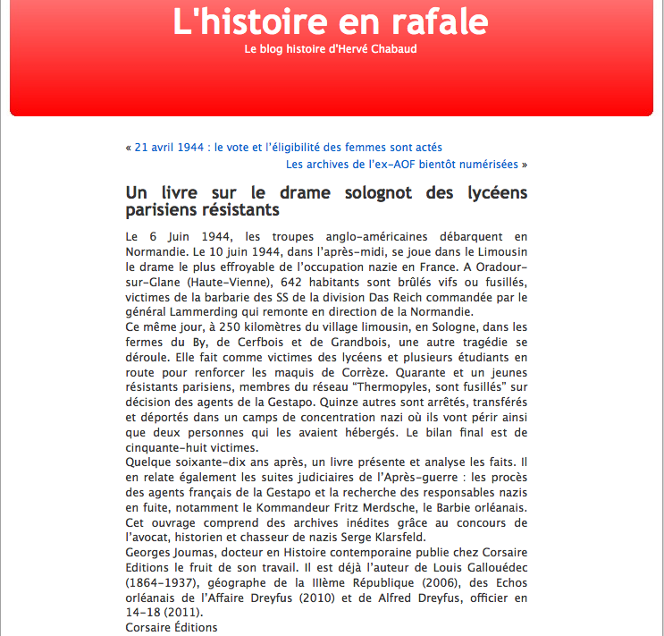 l'histoire en rafale